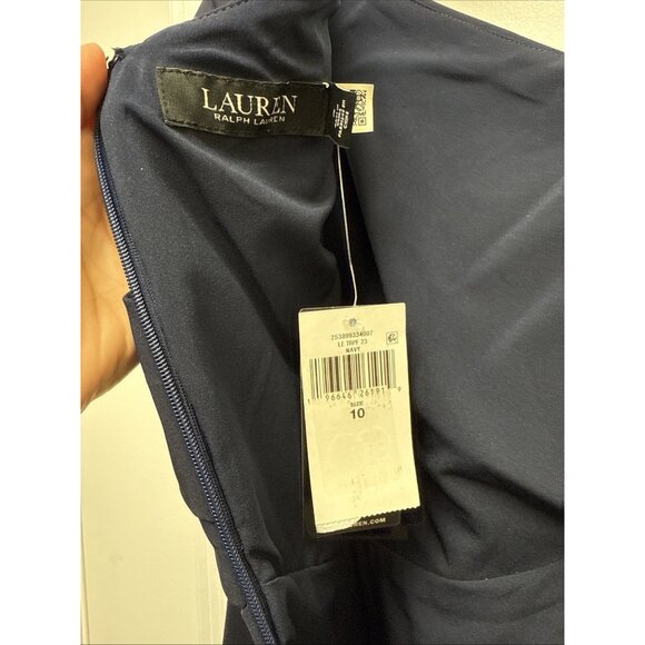 Ralph Lauren Womens Size 10 Navy Off-The-Shoulder Column Gown Maxi Dress Formal - Picture 10 of 14